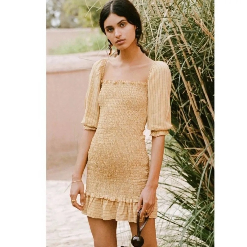 FAITHFULL THE BRAND Square Neckline Mini Dress Size: XS | US2